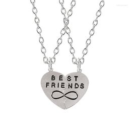 Pendant Necklaces Fashion Friends Honey Love Couple Necklace 2 Pcs/ Set Chain Choke Broken Heart BFF Good Friendship Jewelry Gift