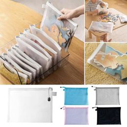 Storage Bags Mesh Zipper Pouch Document Bag Waterproof Zip File Folders School Office Supplies Pencil Case 1 Pc Cosmetic Makeup