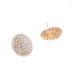 Stud Earrings Male Luxury Crystal Round Vintage Gold Colour Wedding Jewellery White Zircon Stone For Man
