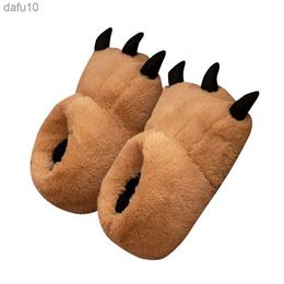 2021 Winter Warm Women Shoes Soft Indoor Floor Slippers Women Dinosaur Paw Shoes Fun Animals L230704