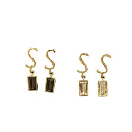 Women Diamante Earrings Chic Charm Gold Earrings Designer Simple Trendy Eardrops Party Headdress Jewelry With Box Package