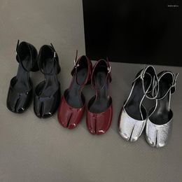 Sandals Red/Silver/Black Women Clip Toe Summer Dress Shoes Round High Heels Party Pumps Ankle Strap Sexy Wedding 39