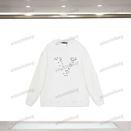 xinxinbuy Men women designer Sweatshirt Hoodie Paris number letter embroidery sweater blue black green S-2XL