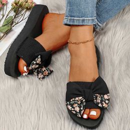 Slippers New Shoes for Women Fashion Women's Slippers Summer Flat Slippers Butterfly Knot Shoes Ladies Zapatos De Mujer Large size a243 L230717