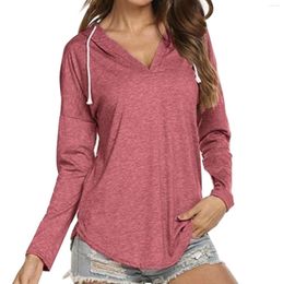 Women's Hoodies V Neck Cotton T Shirt Women Long Sleeve Spandex Shirts For Womens Mock Thermal