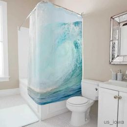 Shower Curtains Hawaii nning Blue Giant Surf Wave Shower Curtain Bathroom Curtain with Hook Bathroom Curtain l220cm Wave Shower Curtain