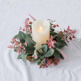 Fiori decorativi 1PC Ghirlande di candele Verde artificiale Ghirlanda di foglie Anello Decorazioni per feste Tavola di nozze Casa
