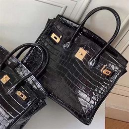 Handmade Handbag 2024 Leather Luxurys Crocodile Handbag Pattern Bag Large Capacity Fashion Single Shoulder Crossbody Women's Trend Cy