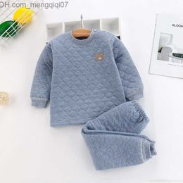 Clothing Sets Winter pajamas baby clothing set with three layers of cotton for young children boys and children's clothing girls' hot underwear+pants pajamas Z230717