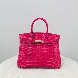 Handmade Handbag Autumn Luxurys 2024 Handbag Leather and Winter Women's Bag Crocodile Cow Bag One Shoulder Straddle Handheld Classic Leisure Fashion Cy