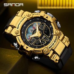 Wristwatches SANDA Men Military Sports Watch LED Digital Quartz Waterproof 50M Countdown Alock Clock Army