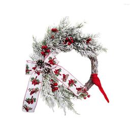 Decorative Flowers 1pcs Winter Berry Wreath Christmas Tree Festival Scene Layout Artificial Xmas Wreaths For Door Wall Window Home Decor