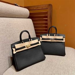 Handbag Platinum Luxurys Top Leather Bag Handmade Wax Thread Sewing Bk25/30 Real Togo Elephant Grey Gold Brown Epsom