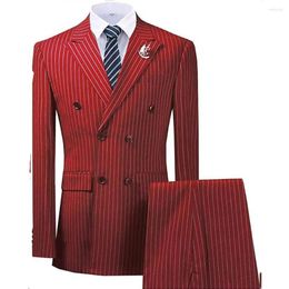 Men's Suits Stripe Full Suit Boys Wedding Mens Blazers Costumes For Man Slim Fashion Elegant Male Boyfriend Set Luxury 2023 Fit