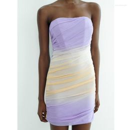 Casual Dresses Summer 2023 Women Sexy Party Mini Draped Mesh Strapless