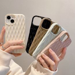 Solid Wave Pattern Phone Case Suitable for 13 Premium 14 Promax New 12 Women 11 Simple