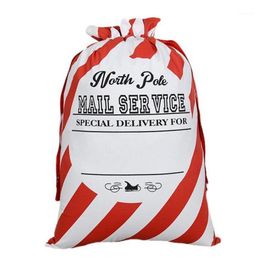 20pcs lot christmas Striped Envelop 2 styles red drawstring canvas santa vintage gift bags bag1262l