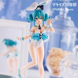 Anime Manga Anime Figure Prize Miku BiCute White Bunnies Ver. Action Furyu Japaense Colletible Model Toys Boys Free Shipping Items L230717