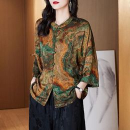 Ethnic Clothing Chinese Style Traditional Tang Blouse Shanghai Ladies Printed Tops Cheongsam Qipao Hanfu Shirts Vintage Oriental