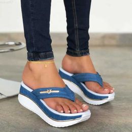 Slippers Comemore 2023 Fashion Flip Flops Outdoor Casual Platform Sandal Ladies Plus Size 43 Wedges Beach Slippers Sandals Women Summer L230717