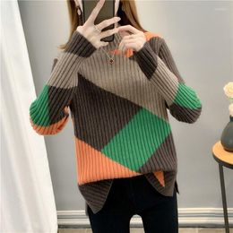 Women's Sweaters Women Half Turtleneck Jumper Sweater Ladies 2023 Winter Clothes Pullover Korean Fashion Knit Warm Long Sleeve Solid