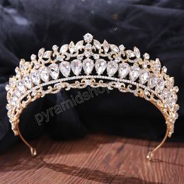 5 Colors Elegant Luxury AB Crystal Tiara Crown For Women Party Jewelry Bridal Crown Wedding Hair Jewelry Accessories