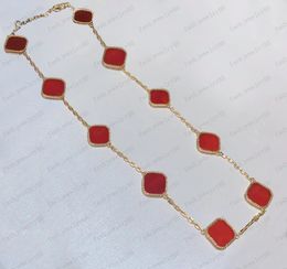 Halskette mit 10 Diamanten, modische, klassische Kleeblatt-Halskette, 18 Karat Roségold, versilberter Achat-Anhänger für Frauen, Mädchen, Valentinstag, Verlobung, Designer-Schmuckgeschenk