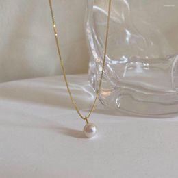 Pendant Necklaces 1PC Pearl Necklace Simple Style Round Birthday Party Gift For Women's Fashion Jewellery