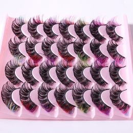 False Eyelashes Wispy Fluffy Russian Strip D Curl Mink Lashes Coloured Natural Colour 230617