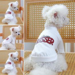 Dog Apparel Letter Printing Pet T-shirt Summer Cotton Two-legged Sweatshirt Soft Stylish Comfortable Pullover For Small Dogs Supply