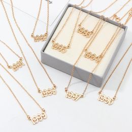 Pendant Necklaces Trendy Year Number For Women Fashion Punk Style Long Chain Necklace 1990 1991 1992 1993 1994 1995-1999