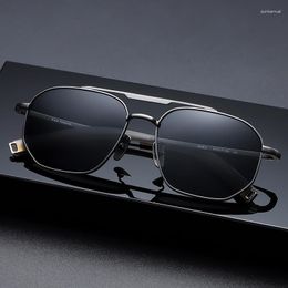 Sunglasses Pure Titanium Fashion Big Frame Double-beam For Men And Women Vintage Sunshade Glasses Polarised Summer Eyewear