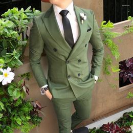 Men's Suits Slim Fit Double Breasted Wedding For Men 2 Piece Groom Tuxedo Jacket With Pants Male Fashion Attire 2023