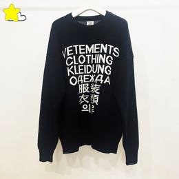 Men's Sweaters Vetements Knitted Sweater Men Women High Quality Letter Jacquard ONeck Oversize Black VTM Pullover Sweatshirts 230715