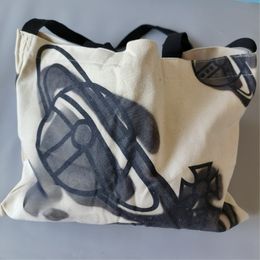 Printed Canvas Handbag White Large Capacity Fashion Simple Environmental Protection Bags Single Shoulder Shopping Bag
