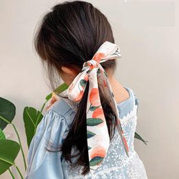 Hair Accessories Child Fashion Cute Headband Retro Kid Simple Bow Bands Girl Elegant Silk Scarf Long Ribbon Bundle Gift