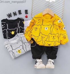 Clothing Sets Children's clothing suit Spring baby girl boy sportswear cartoon bear children's T-shirt jeans 2 pieces/set baby clothes Z230717