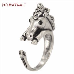 Kinitial Hot Adjustable Bronco Horse Animal Vintage ring-Bronze Women's Girl's Retro-Rings For Teen Valentine's Day Gift