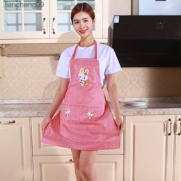 Cute Cartoon Rabbit Kitchen Apron for Men Women Home Cleaning Tools Pink White Waterproof Apron Cotton Linen Easy to Clean House L230620