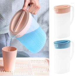 Hip Flasks Large Capacity Water Pitcher With Lid Handle Heat Resisttant Kettle Transparent Drinks Juice Dispenser Beverages Container