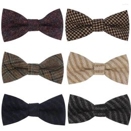 Bow Ties Wool For Men Cravats Fashion Adjustable Plaid Woollen Bowtie Wedding Party Groom Butterfly Adult Casual Bowties