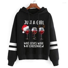 Women's Hoodies Hip Hop Christmas Autumn Winter Pullover Long Sleeve Clothes Sweatshirts Soft Warm Love Wine At Unisex