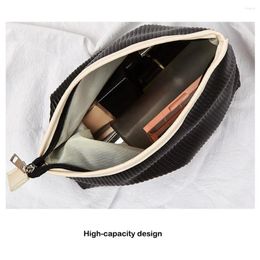Storage Bags Portable Handbag Fashion PU Personalized Pouch Makeup Cosmetic Toiletry Dressing Zipper Ladies Bag Cases Black