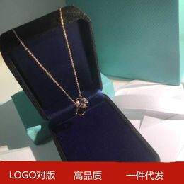 Original New 18k rose gold x clasp ring necklace s925 silver double pendant clavicle chain Qixi lovers gift