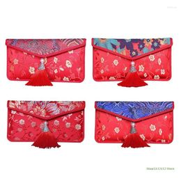 Gift Wrap QX2E Chinese Red Envelope Year Lucky Money Pocket Gifting Pouch Tassel Brocade Bags For Spring Festival Wedding Birthday