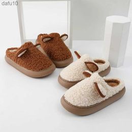 Women Warm Fluffy Slippers Thick Sole Home Lover Winter Shoes Cute Cartoon Ear Soft Plush Platform Female Male Indoor Slipper L230704