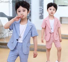 Clothing Sets Boys' Summer Set Children's Jacket Shorts 2PCS Photo Set Children's Birthday Graduation Set Baby Wedding Performance Party Dress Z230717