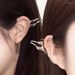 Backs Earrings Punk Metal Irregular Alien Wing Ear Cuff For Women Gothic Hip Hop Silver Colour No Piercing Elf Clip Y2K Harajuku Jewellery