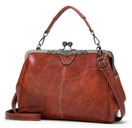 Women's Bag 2023 New Women's Handbag Fashion Crossbody Clip Bag European and American Oil Leather Spanish Women's Bag Trend