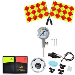 Balls Whistle Coin Soccer Referee Bag Wallet Cards Football Flags Barometer Air Pressure Gauge Kit Training Equipment 230717